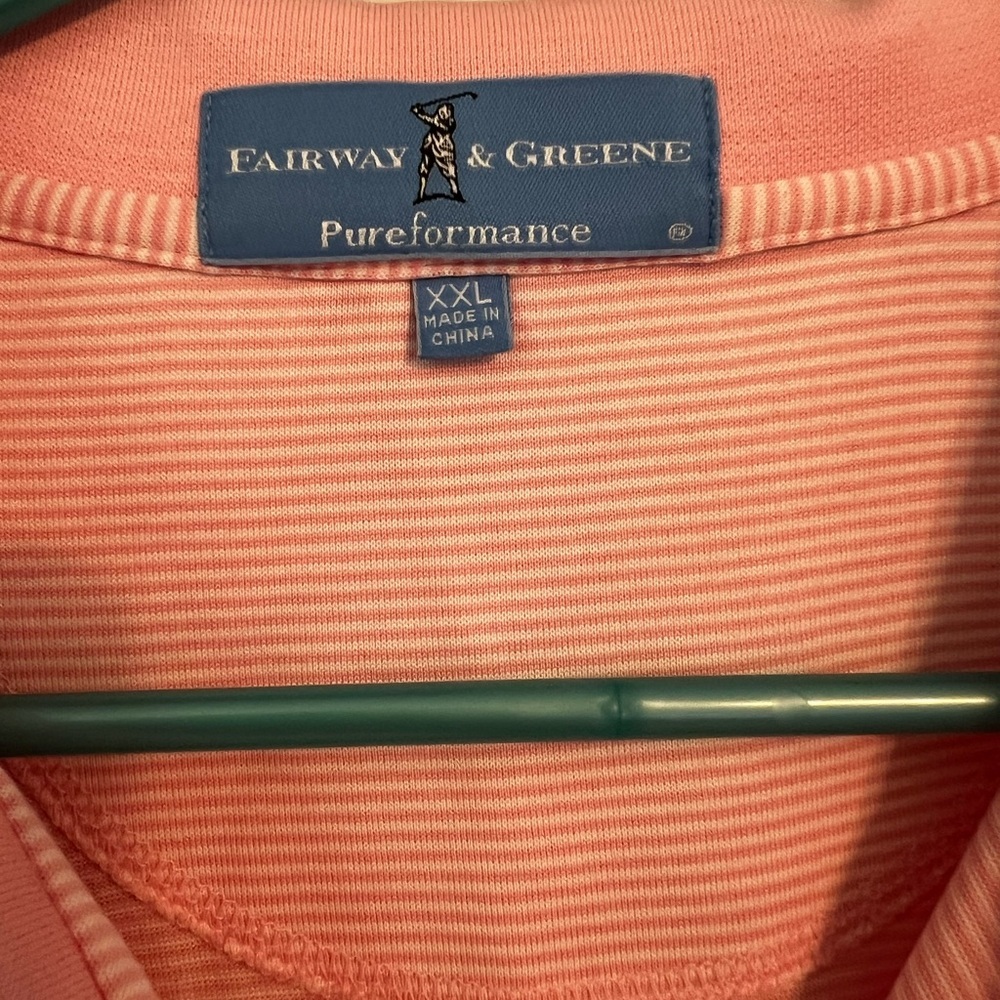 Fairway & Greene Performance Peach Striped Golf Polo XXL - Picture 3 of 4